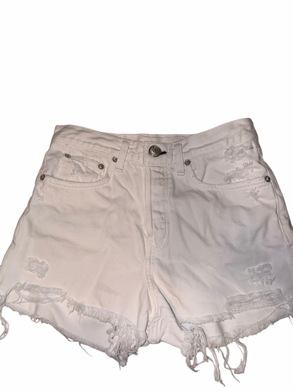 rag & bone White Distressed Cutoff Denim Shorts